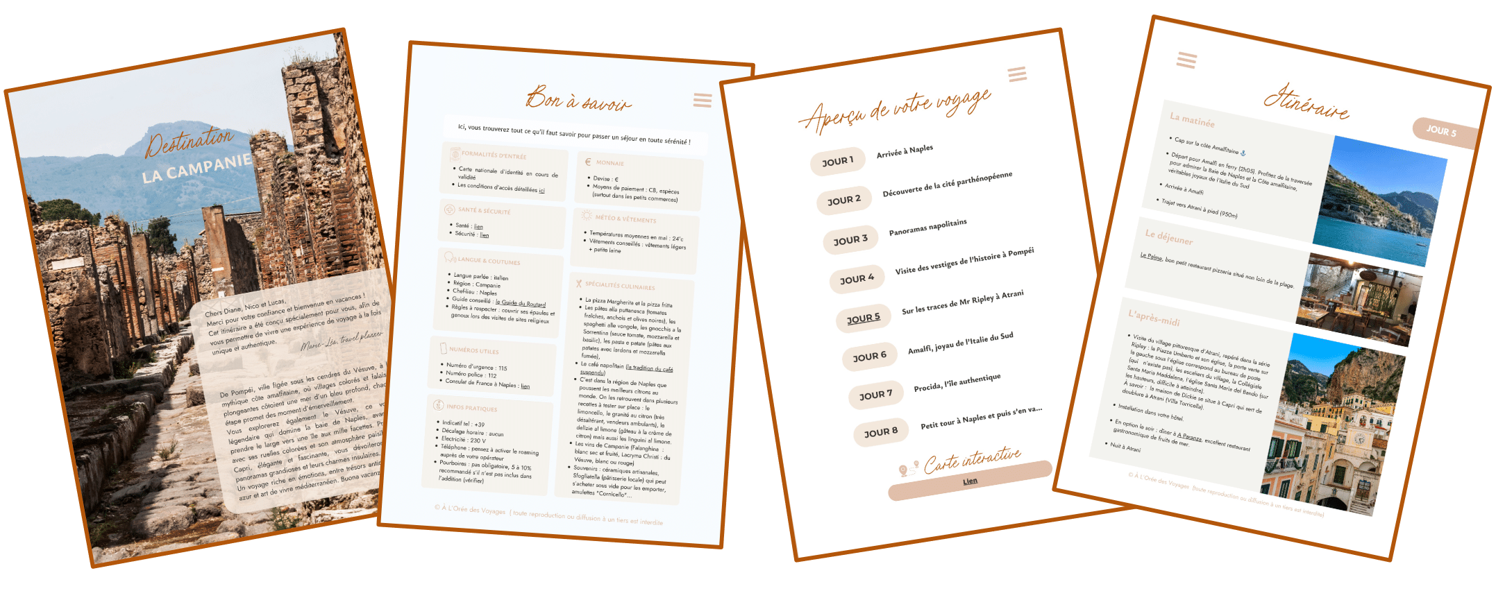 Extraits des carnets d'itinéraire de voyage personnalisés